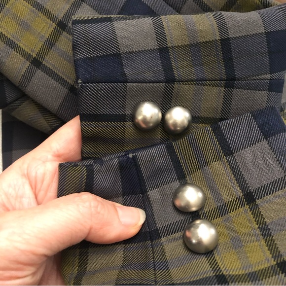 Y2K IVYCLUB Women Plaid Blazer Jacket S/XS Office Career Blazer Short preppy - Picture 7 of 8